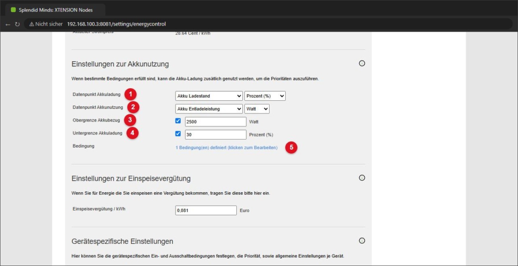 Einstellungen zur Akkunutzung