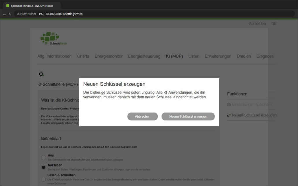 Rückfrage vor dem Erneuern des Schlüssels